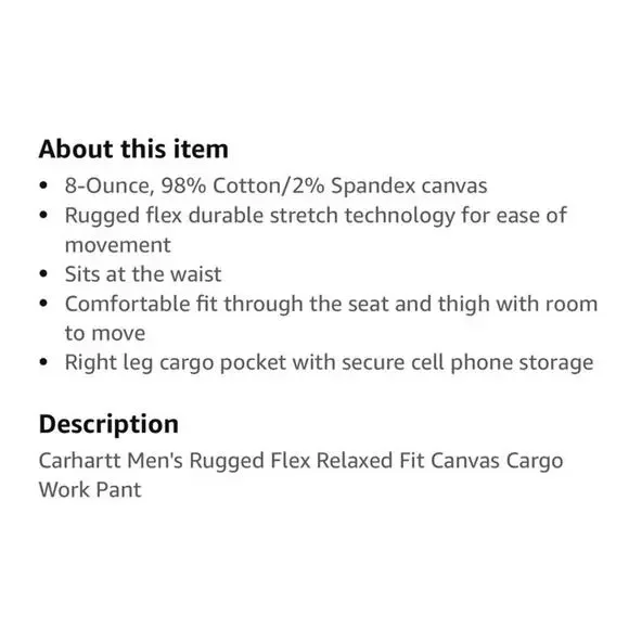 NEW CARHARTT Men's Rugged Flex Relaxed Fit Canvas Cargo Work Pant 32 32 - Picture 6 of 10